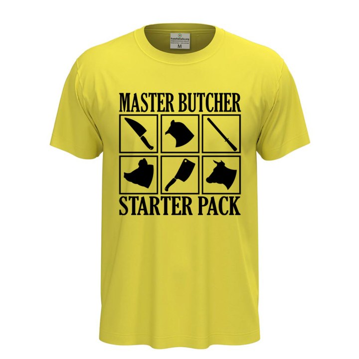 T-shirt classica unisex a manica corta con stampa DTF "MASTER BUTCHER", idea regalo per macellai