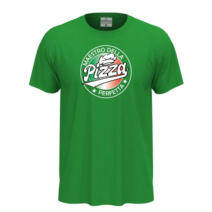 T-shirt classica unisex a manica corta con stampa DTF "MAESTRO DELLA PIZZA", per pizzaioli, cuochi e amanti della pizza