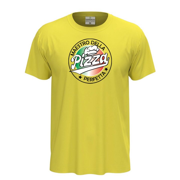 T-shirt classica unisex a manica corta con stampa DTF "MAESTRO DELLA PIZZA", per pizzaioli, cuochi e amanti della pizza