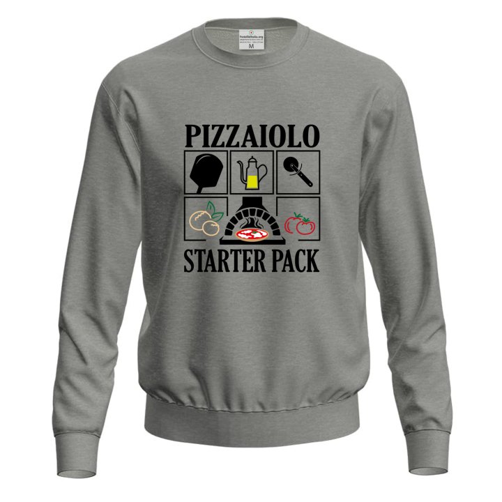 Felpa maglia con stampa digitale DTF "PIZZAIOLO STARTER PACK", per pizzaioli, chef  lavoro pizza