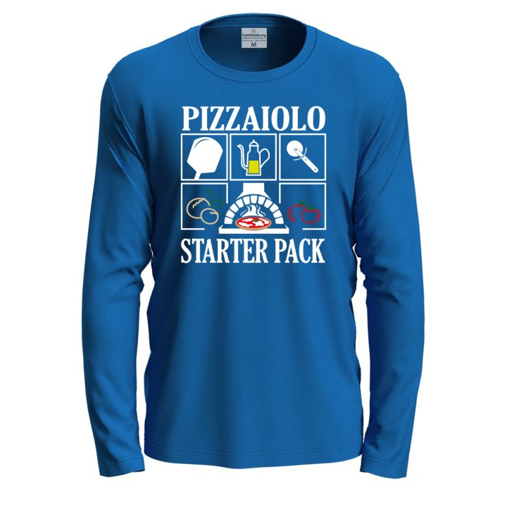 maglia T-shirt a manica lunga  "PIZZAIOLO STARTER PACK", per pizzaioli, ristorazione festival pizza