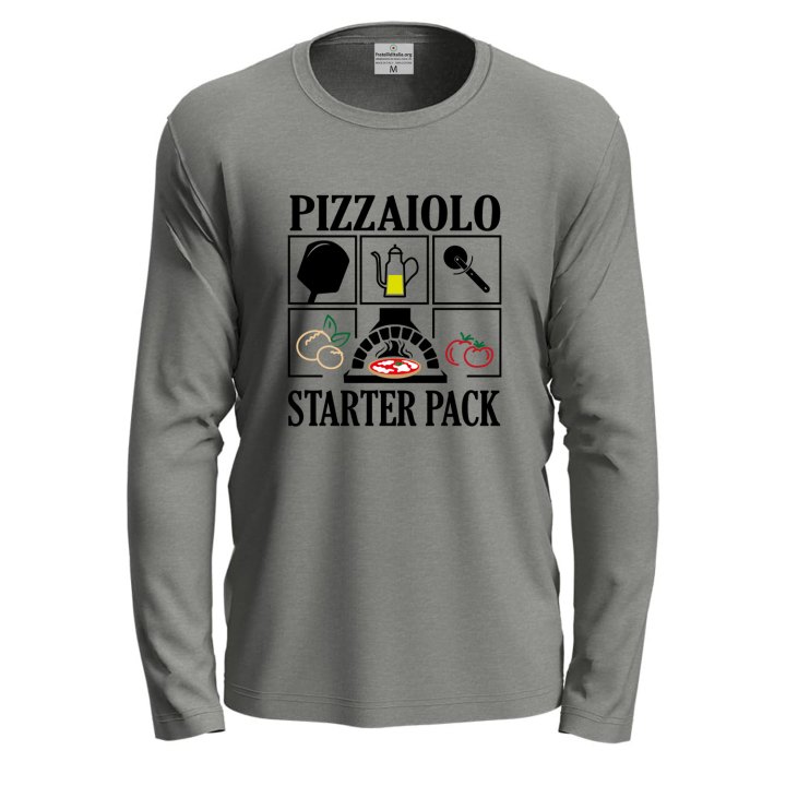 maglia T-shirt a manica lunga  "PIZZAIOLO STARTER PACK", per pizzaioli, ristorazione festival pizza
