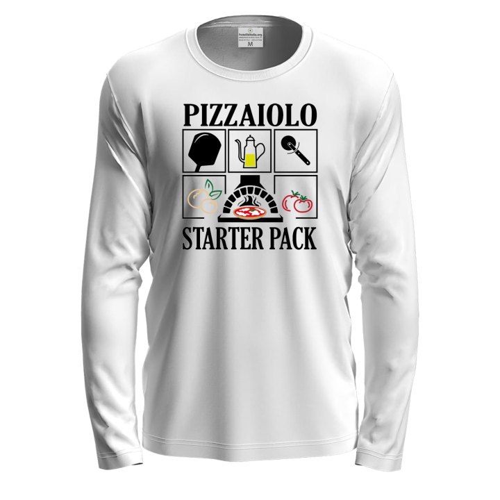 maglia T-shirt a manica lunga  "PIZZAIOLO STARTER PACK", per pizzaioli, ristorazione festival pizza