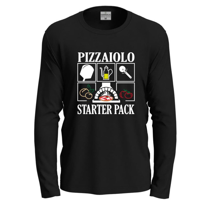 maglia T-shirt a manica lunga  "PIZZAIOLO STARTER PACK", per pizzaioli, ristorazione festival pizza