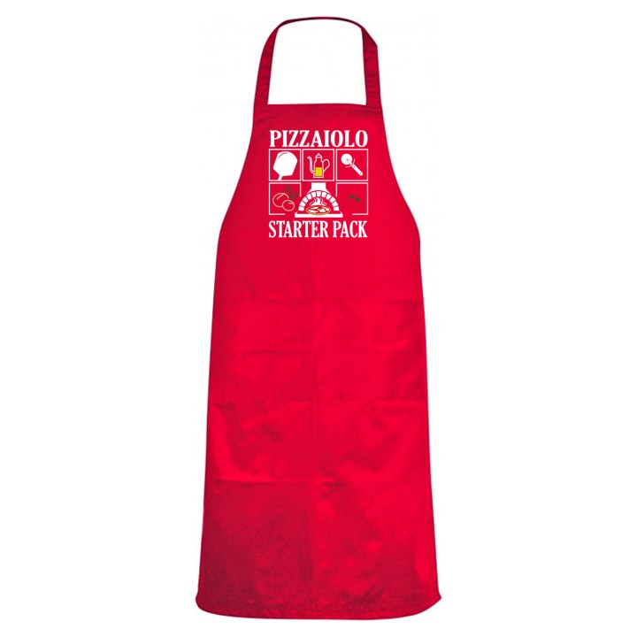 Grembiule da cucina con stampa DTF "PIZZAIOLO STARTER PACK", per pizzaioli, cuochi chef pizzerie