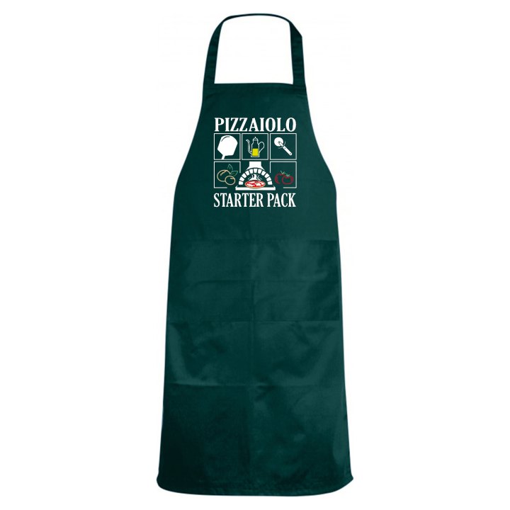 Grembiule da cucina con stampa DTF "PIZZAIOLO STARTER PACK", per pizzaioli, cuochi chef pizzerie