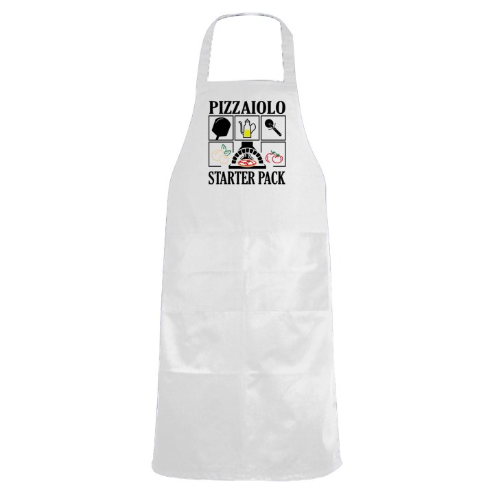 Grembiule da cucina con stampa DTF "PIZZAIOLO STARTER PACK", per pizzaioli, cuochi chef pizzerie