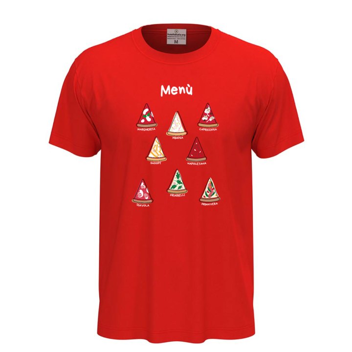 T-shirt classica unisex a manica corta con stampa DTF"MENU' PIZZA", divertente  pizza pizzeria pizzaioli ristorante cibo cucina