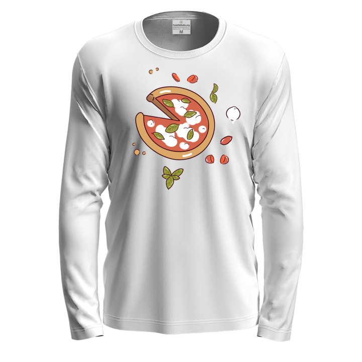 T-shirt a manica lunga con stampa DTF "PIZZA", idea regalo per amanti della pizza