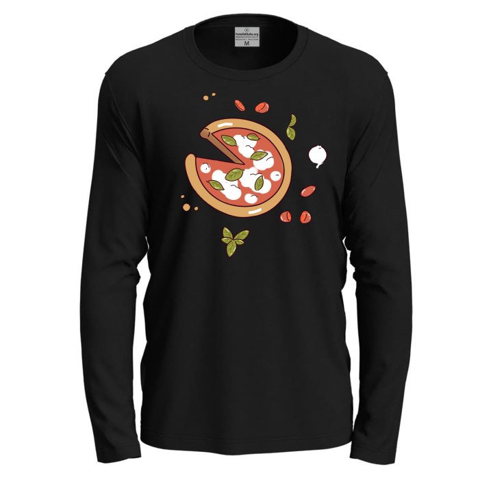 T-shirt a manica lunga con stampa DTF "PIZZA", idea regalo per amanti della pizza