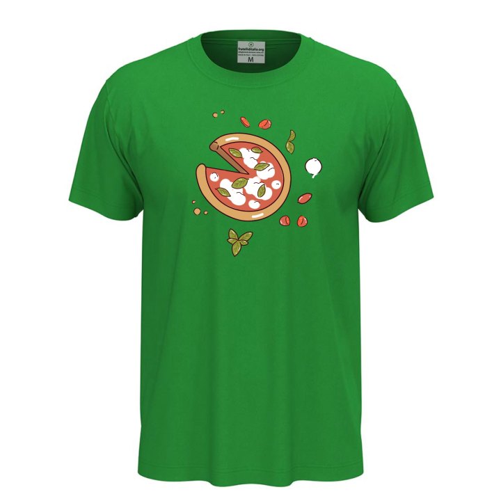 T-shirt classica unisex a manica corta con stampa DTF "PIZZA", idea regalo per amanti della pizza