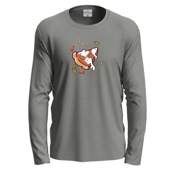 T-shirt a manica lunga con stampa DTF "FETTA DI PIZZA", pizzeria pizze pizza fest