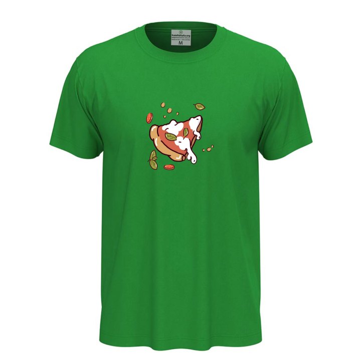 T-shirt classica unisex a manica corta con stampa DTF "FETTA DI PIZZA", idea regalo per amanti della pizza