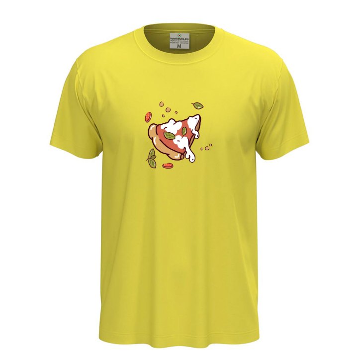 T-shirt classica unisex a manica corta con stampa DTF "FETTA DI PIZZA", idea regalo per amanti della pizza