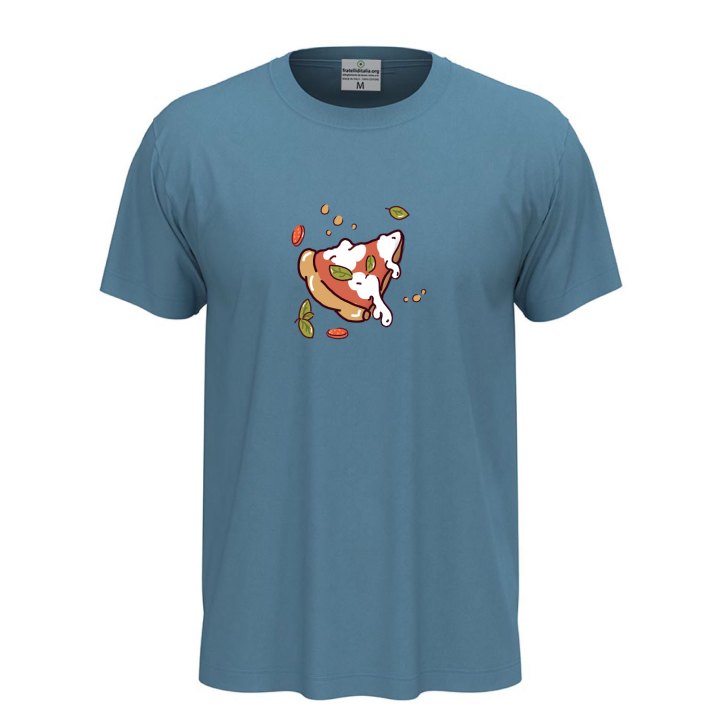 T-shirt classica unisex a manica corta con stampa DTF "FETTA DI PIZZA", idea regalo per amanti della pizza