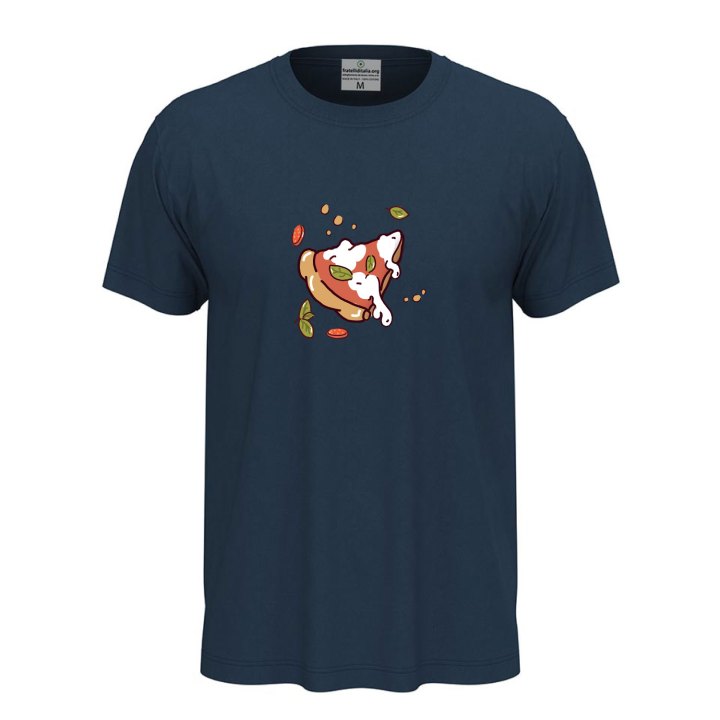 T-shirt classica unisex a manica corta con stampa DTF "FETTA DI PIZZA", idea regalo per amanti della pizza
