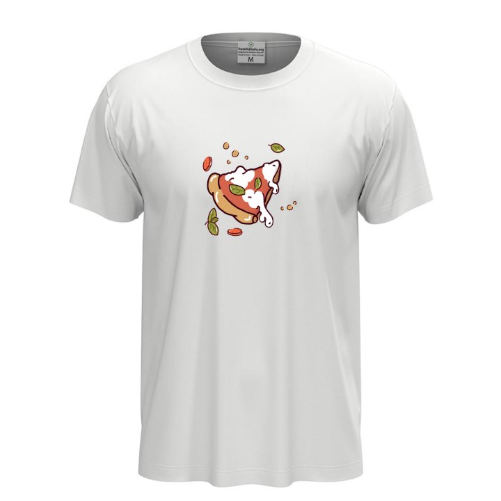 T-shirt classica unisex a manica corta con stampa DTF "FETTA DI PIZZA", idea regalo per amanti della pizza