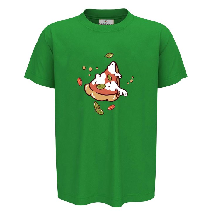 T-shirt bambino mezza manica con "FETTA DI PIZZA", idea regalo per amanti della pizza
