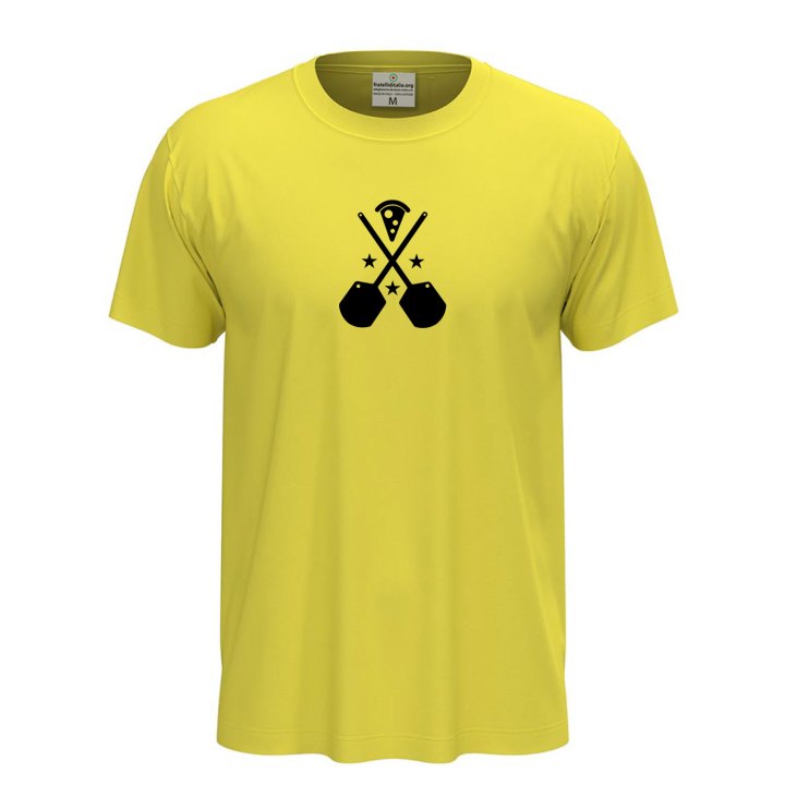 T-shirt classica unisex a manica corta con stampa DTF "LOGO PIZZA", idea regalo per amanti della pizza