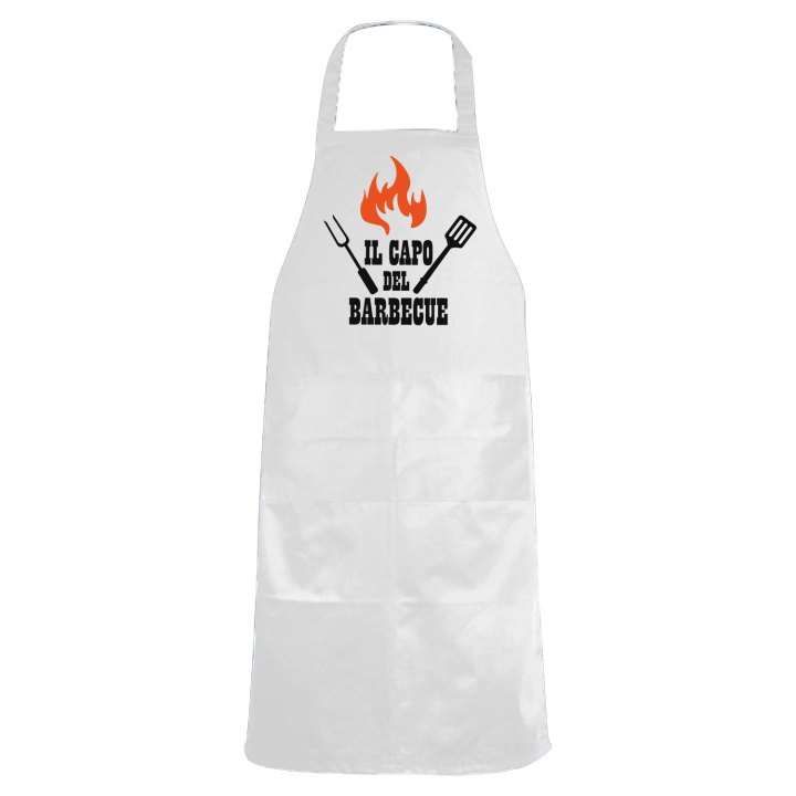 Grembiule da cucina con stampa DTF "IL CAPO DEL BARBECUE" steak house ristorante griglia