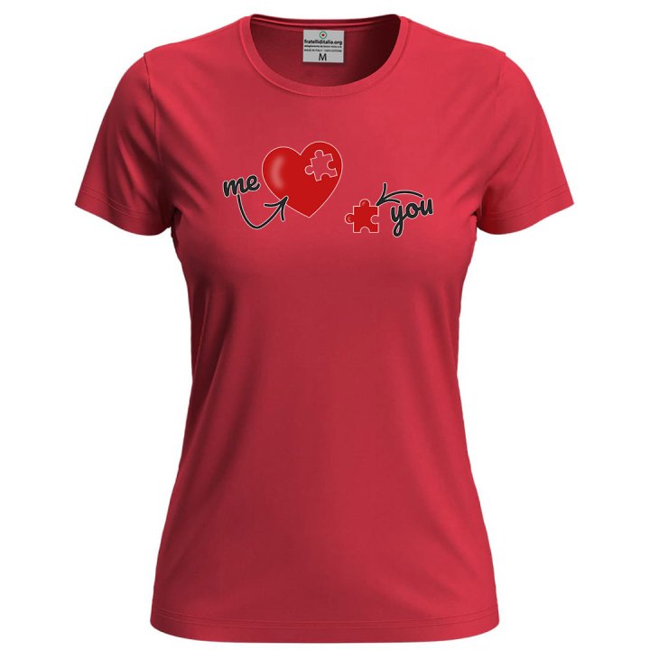 T-shirt maglia donna manica corta ME  YOU simpatica idea regalo per la coppia San Valentino innamorati
