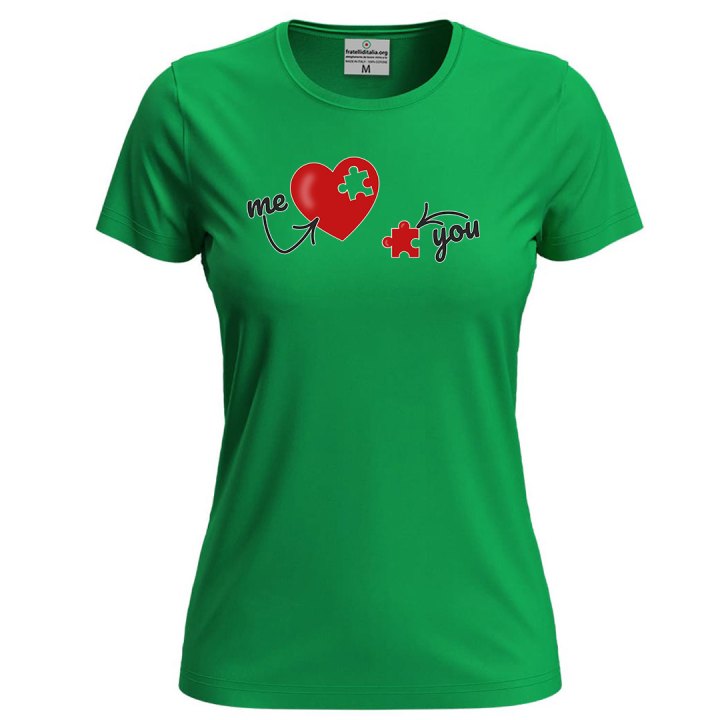 T-shirt maglia donna manica corta ME  YOU simpatica idea regalo per la coppia San Valentino innamorati