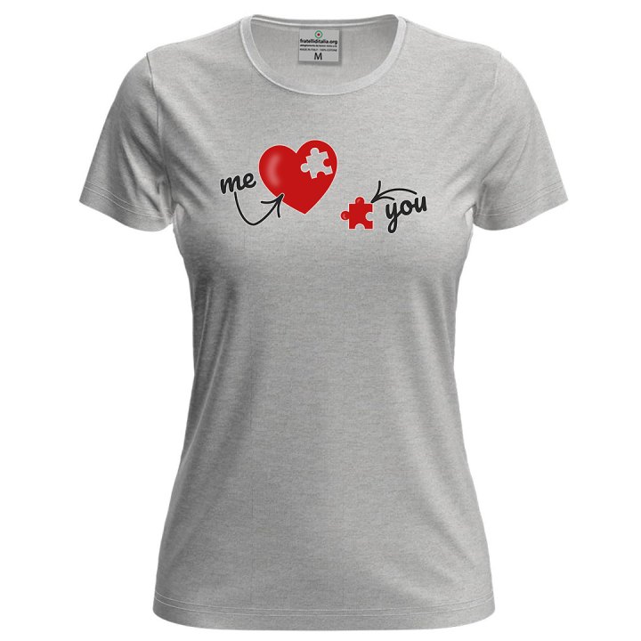T-shirt maglia donna manica corta ME  YOU simpatica idea regalo per la coppia San Valentino innamorati