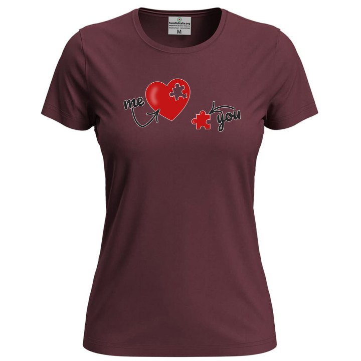 T-shirt maglia donna manica corta ME  YOU simpatica idea regalo per la coppia San Valentino innamorati