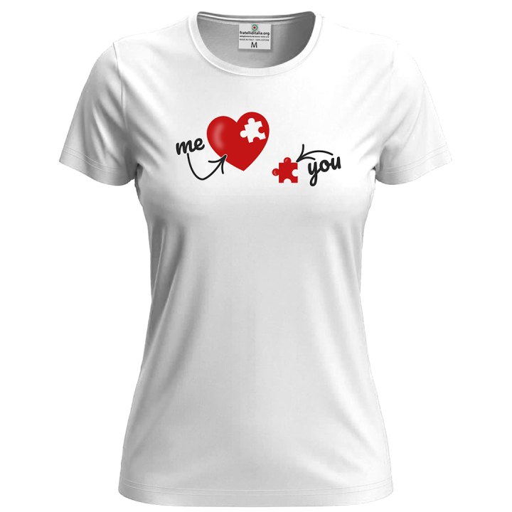 T-shirt maglia donna manica corta ME  YOU simpatica idea regalo per la coppia San Valentino innamorati