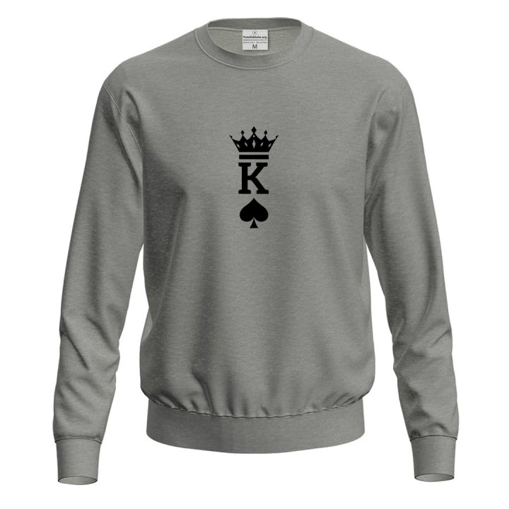 Felpa maglia "KING" simpatica idea regalo di coppia innamorati re di cuori carte gioco San Valentino