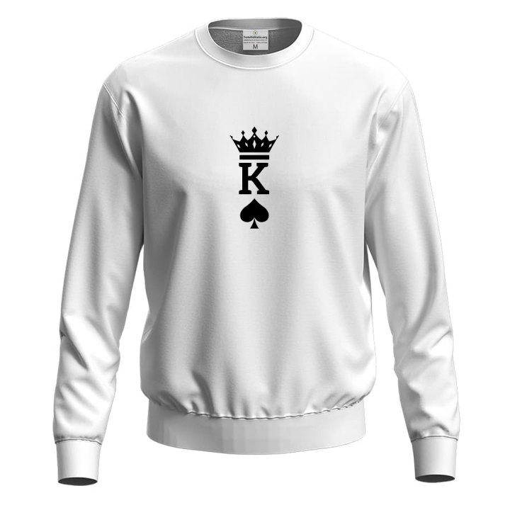 Felpa maglia "KING" simpatica idea regalo di coppia innamorati re di cuori carte gioco San Valentino