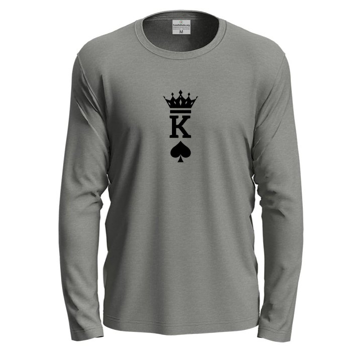 T-shirt a manica lunga con stampa "KING" idea regalo per la coppia San Valentino carte gioco