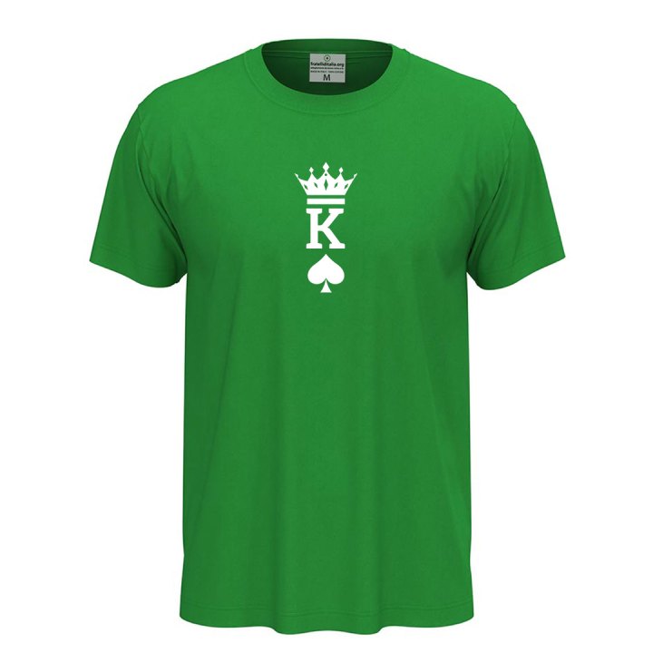 T-shirt classica unisex a manica corta con stampa RE  "KING" idea carta per la coppia San Valentino