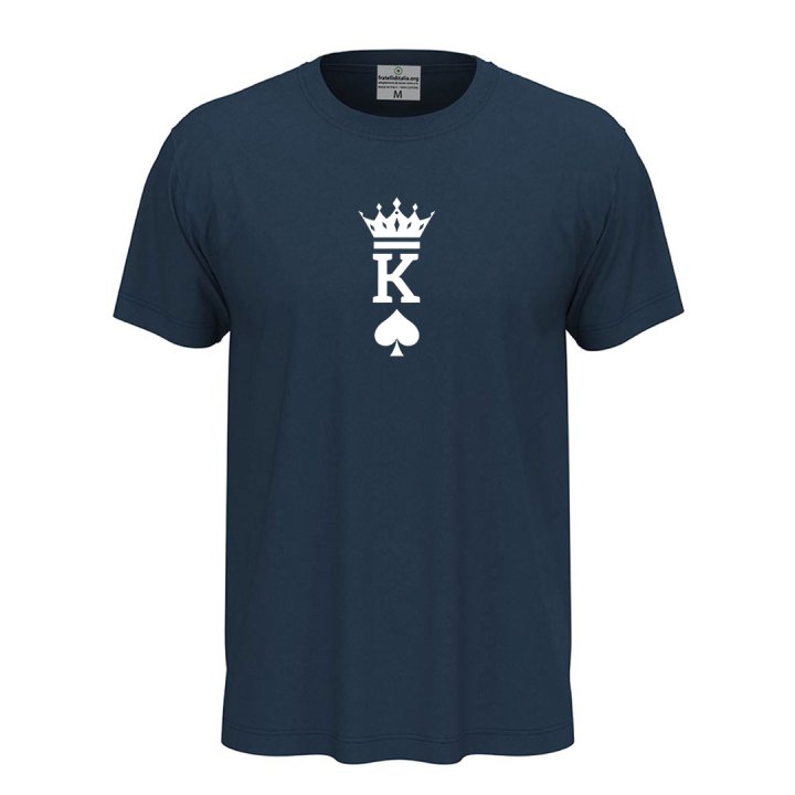 T-shirt classica unisex a manica corta con stampa RE  "KING" idea carta per la coppia San Valentino