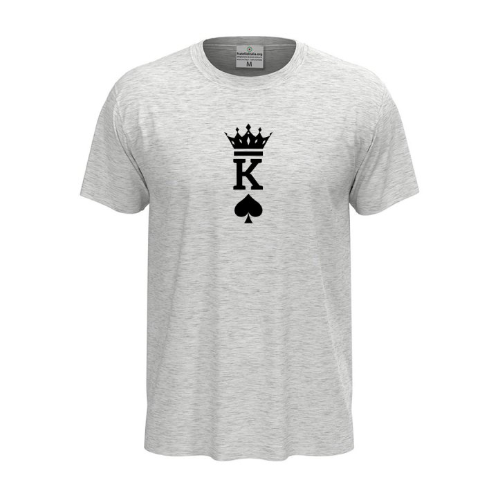 T-shirt classica unisex a manica corta con stampa RE  "KING" idea carta per la coppia San Valentino