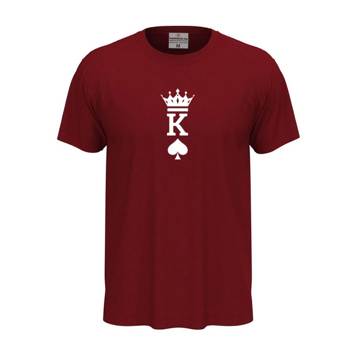 T-shirt classica unisex a manica corta con stampa RE  "KING" idea carta per la coppia San Valentino