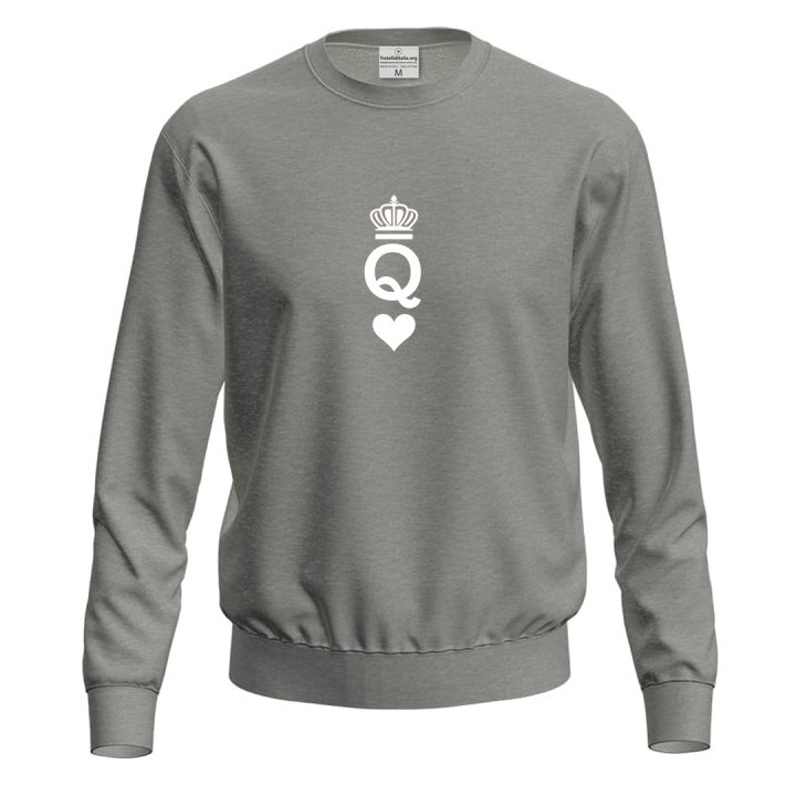 Felpa maglia stampa carte gioco "QUEEN"  idea regalo di coppia per San Valentino cuori