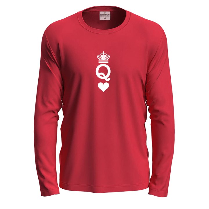 T-shirt maglia manica lunga con stampa DTF "QUEEN" amore fidanzati San Valentino