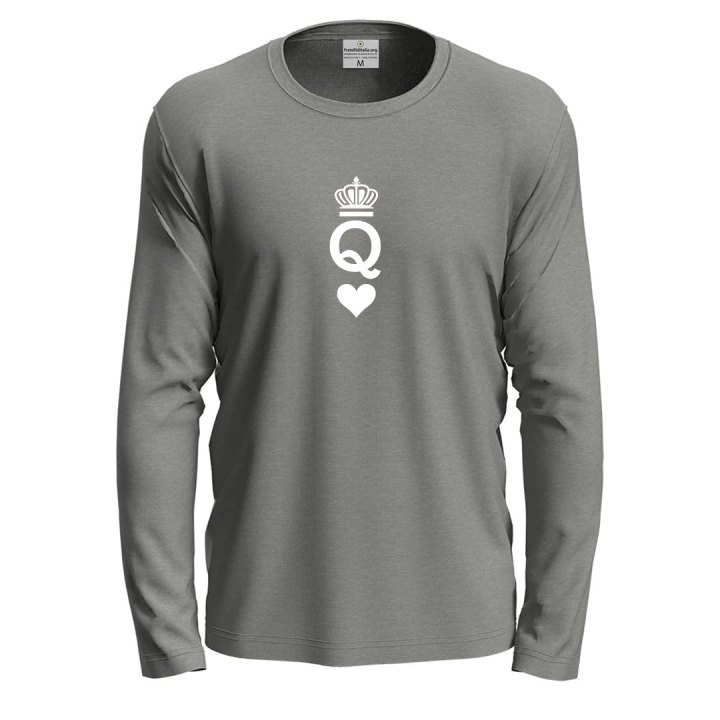 T-shirt maglia manica lunga con stampa DTF "QUEEN" amore fidanzati San Valentino