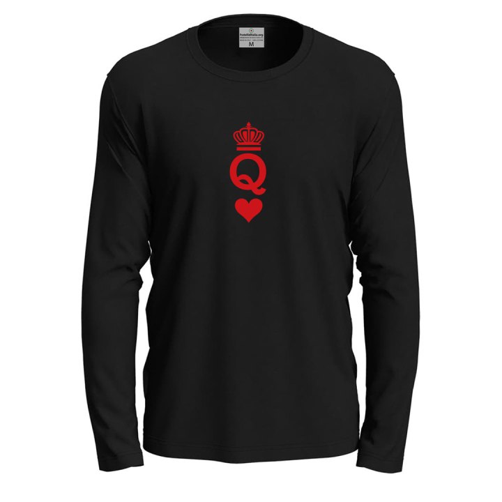 T-shirt maglia manica lunga con stampa DTF "QUEEN" amore fidanzati San Valentino