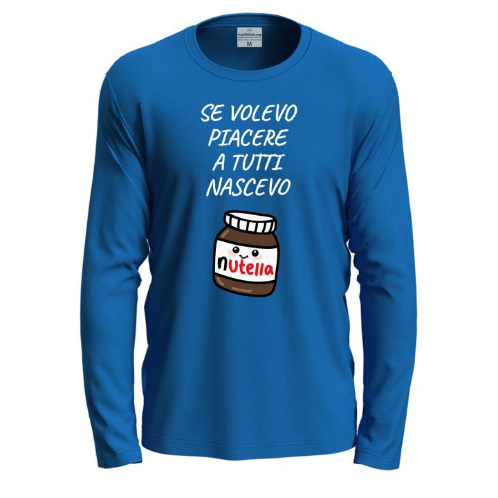 T-shirt a manica lunga con stampa DTF "NASCEVO CIOCCOLATO", idea regalo disponibile in varie taglie e colori