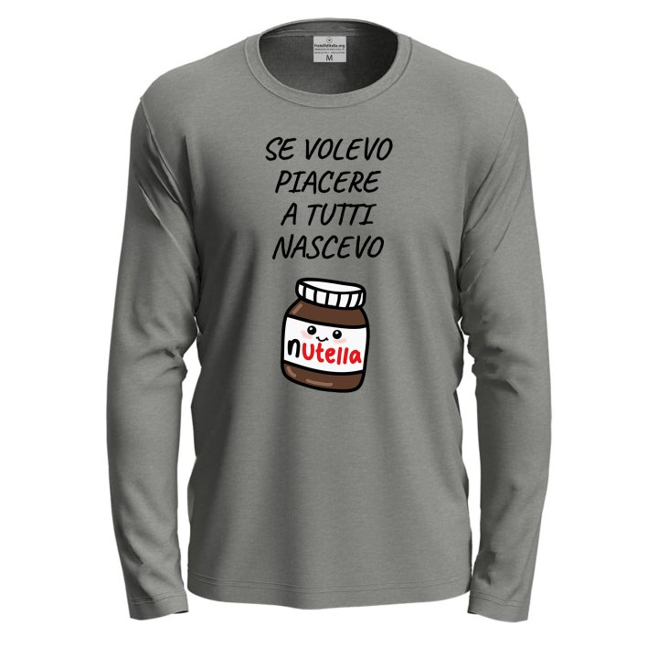 T-shirt a manica lunga con stampa DTF "NASCEVO CIOCCOLATO", idea regalo disponibile in varie taglie e colori