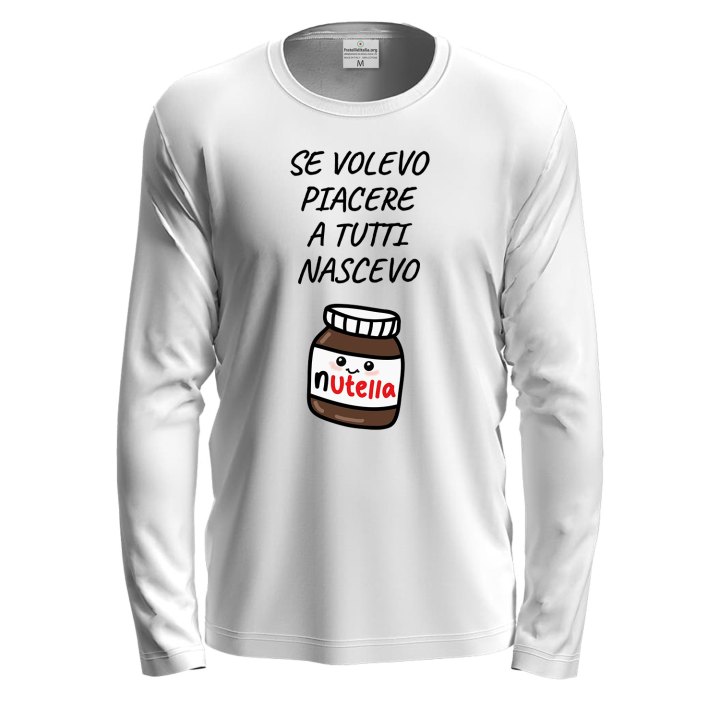 T-shirt a manica lunga con stampa DTF "NASCEVO CIOCCOLATO", idea regalo disponibile in varie taglie e colori