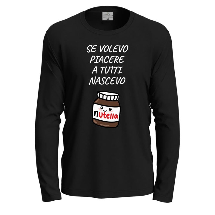 T-shirt a manica lunga con stampa DTF "NASCEVO CIOCCOLATO", idea regalo disponibile in varie taglie e colori