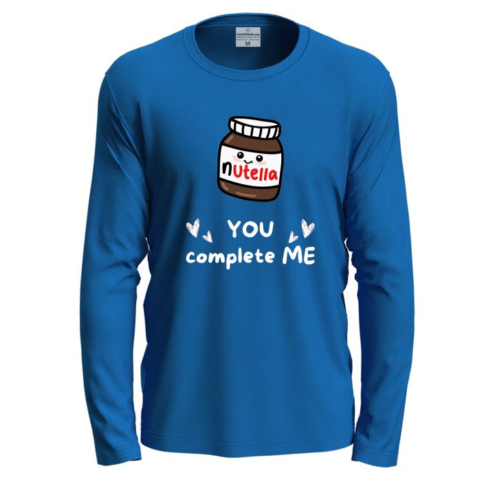 T-shirt maglia manica lunga con stampa "YOU COMPLETE ME" divertente regalo golosi