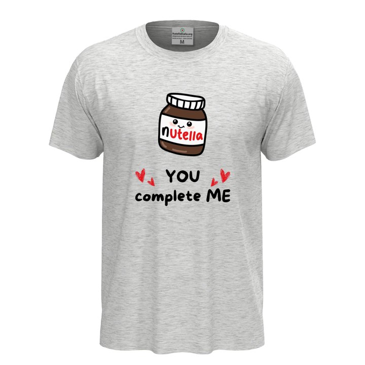 T-shirt unisex a manica corta con stampa DTF "YOU COMPLETE ME", idea regalo, per coppie golose