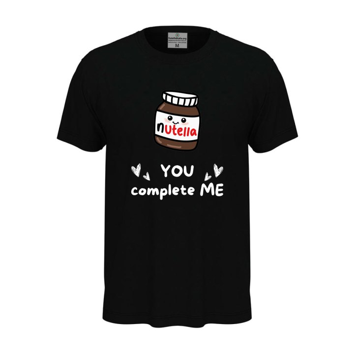 T-shirt unisex a manica corta con stampa DTF "YOU COMPLETE ME", idea regalo, per coppie golose