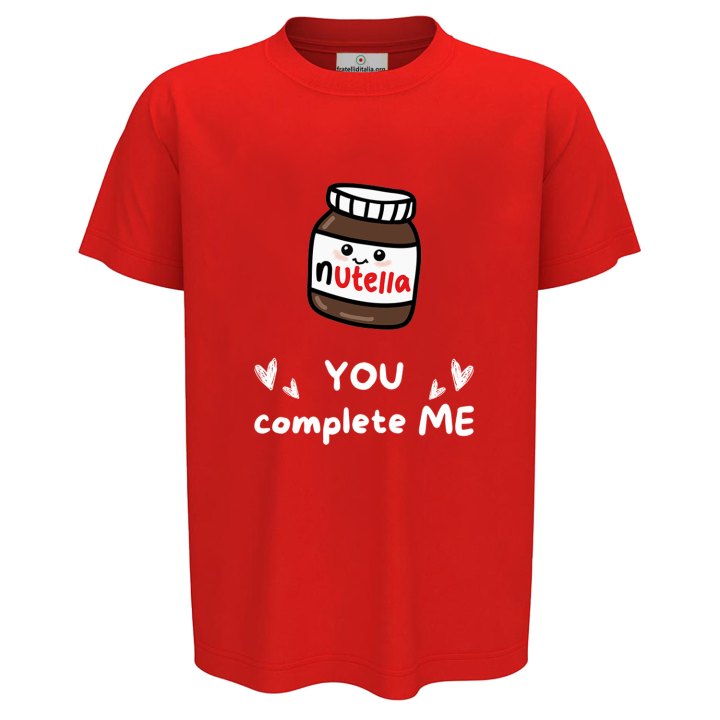 T-shirt bambino mezza manica con stampa DTF " YOU COMPLETE ME" , idea regalo simpatica per fratelli disponibile in varie taglie e colori