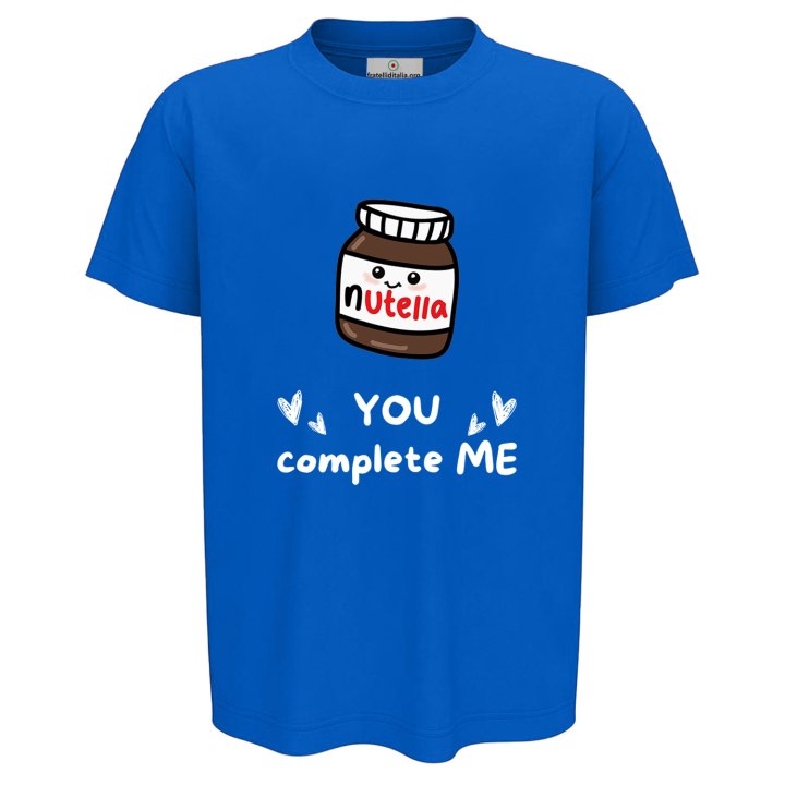 T-shirt bambino mezza manica con stampa DTF " YOU COMPLETE ME" , idea regalo simpatica per fratelli disponibile in varie taglie e colori