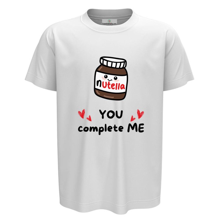 T-shirt bambino mezza manica con stampa DTF " YOU COMPLETE ME" , idea regalo simpatica per fratelli disponibile in varie taglie e colori